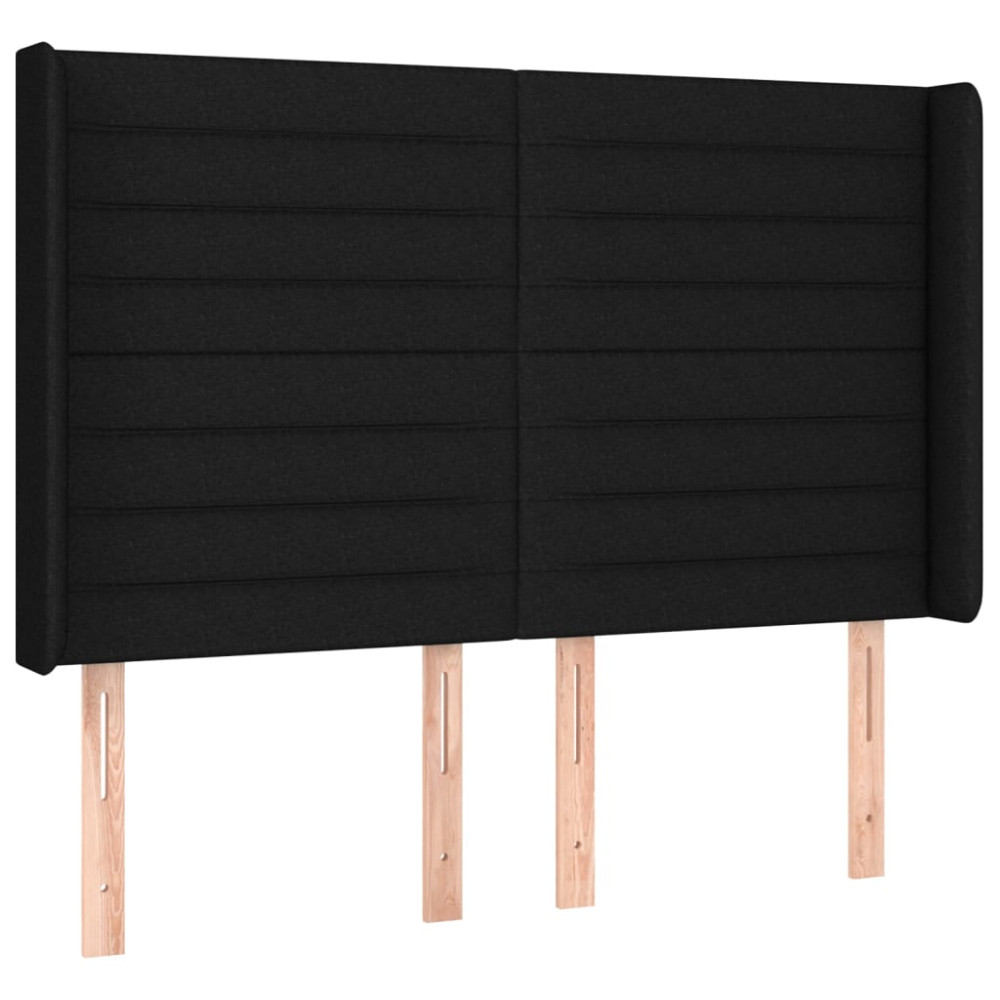 Produktbild för Sänggavel LED svart 147x16x118/128 cm tyg