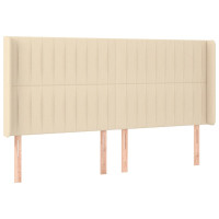Produktbild för Sänggavel LED gräddvit 203x16x118/128 cm tyg