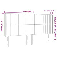 Produktbild för Sänggavel LED gräddvit 203x16x118/128 cm tyg
