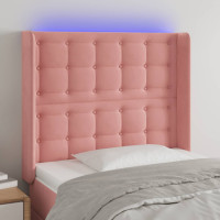 Produktbild för Sänggavel LED rosa 93x16x118/128 cm sammet