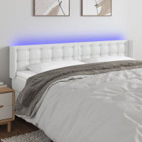 Produktbild för Sänggavel LED vit 183x16x78/88 cm konstläder