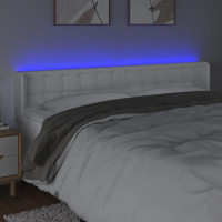 Produktbild för Sänggavel LED vit 183x16x78/88 cm konstläder