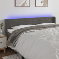 Produktbild för Sänggavel LED mörkgrå 163x16x78/88 cm sammet