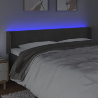 Produktbild för Sänggavel LED mörkgrå 163x16x78/88 cm sammet