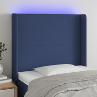 Produktbild för Sänggavel LED blå 93x16x118/128 cm tyg