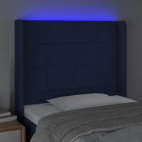 Produktbild för Sänggavel LED blå 93x16x118/128 cm tyg