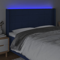 Produktbild för Sänggavel LED blå 203x16x118/128 cm tyg