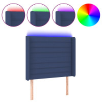 Produktbild för Sänggavel LED blå 103x16x118/128 cm tyg