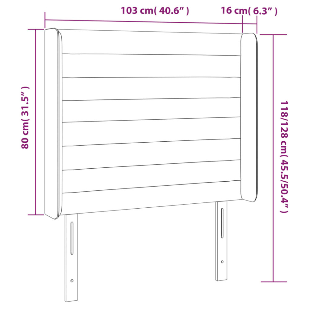 Produktbild för Sänggavel LED blå 103x16x118/128 cm tyg