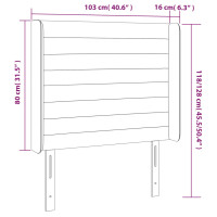 Produktbild för Sänggavel LED blå 103x16x118/128 cm tyg
