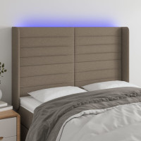Produktbild för Sänggavel LED taupe 147x16x118/128 cm tyg