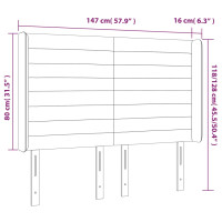 Produktbild för Sänggavel LED taupe 147x16x118/128 cm tyg