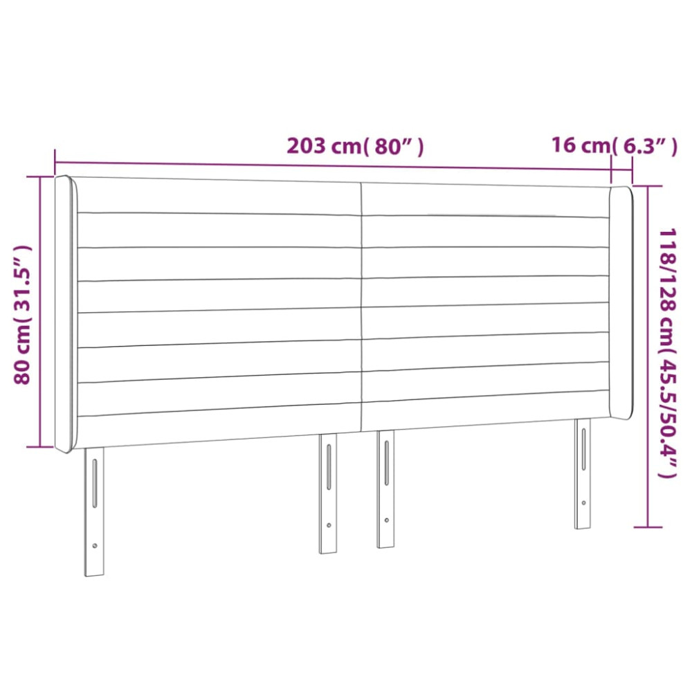 Produktbild för Sänggavel LED blå 203x16x118/128 cm tyg
