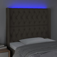 Produktbild för Sänggavel LED taupe 103x16x118/128 cm tyg