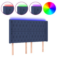 Miniatyr av produktbild för Sänggavel LED blå 163x16x118/128 cm tyg