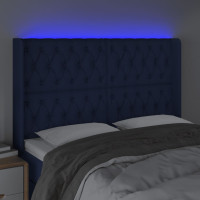 Miniatyr av produktbild för Sänggavel LED blå 163x16x118/128 cm tyg