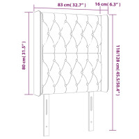 Produktbild för Sänggavel LED mörkblå 83x16x118/128 cm sammet