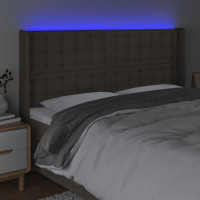 Produktbild för Sänggavel LED taupe 183x16x118/128 cm tyg