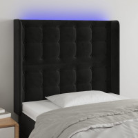 Produktbild för Sänggavel LED svart 93x16x118/128 cm sammet