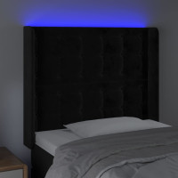 Produktbild för Sänggavel LED svart 93x16x118/128 cm sammet