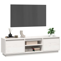 Produktbild för Tv-bänk vit 140x35x40 cm massiv furu