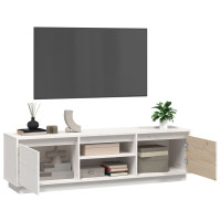 Produktbild för Tv-bänk vit 140x35x40 cm massiv furu