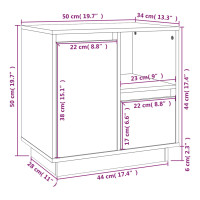 Miniatyr av produktbild för Sängbord 2 st grå 50x34x50 cm massivt furuträ