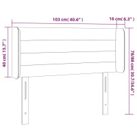 Produktbild för Sänggavel LED mörkgrå 103x16x78/88 cm sammet