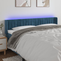 Produktbild för Sänggavel LED mörkblå 203x16x78/88 cm sammet