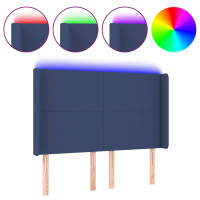 Produktbild för Sänggavel LED blå 147x16x118/128 cm tyg