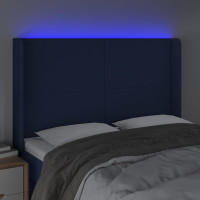 Produktbild för Sänggavel LED blå 147x16x118/128 cm tyg