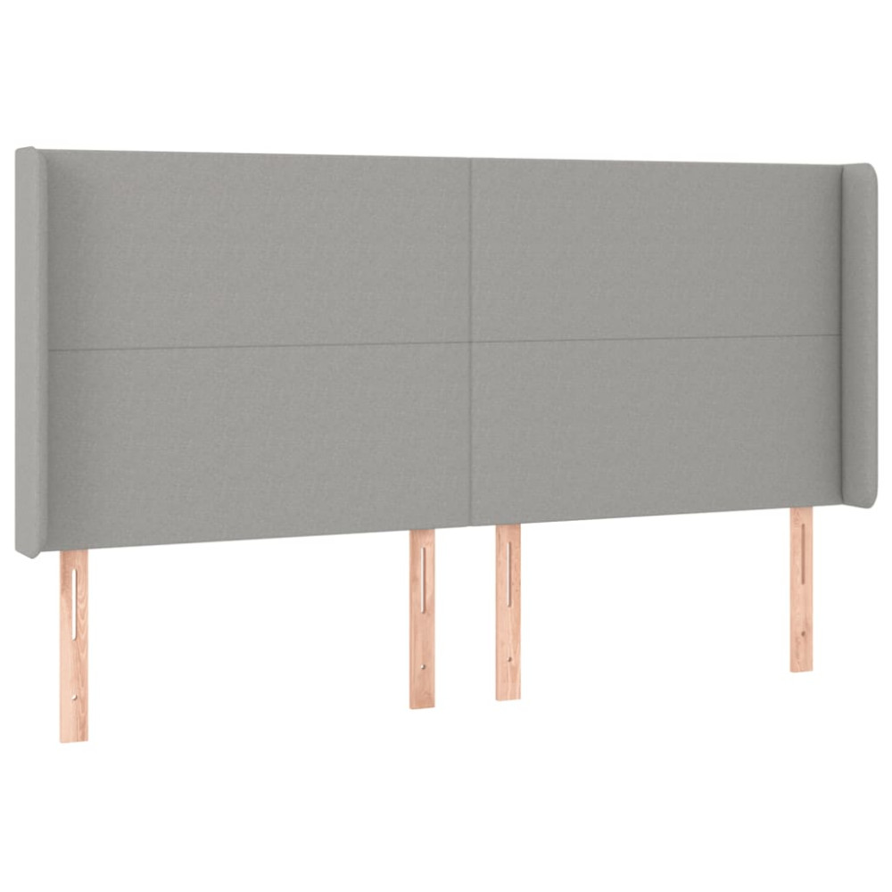 Produktbild för Sänggavel LED ljusgrå 163x16x118/128 cm tyg