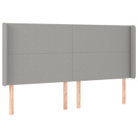 Produktbild för Sänggavel LED ljusgrå 163x16x118/128 cm tyg