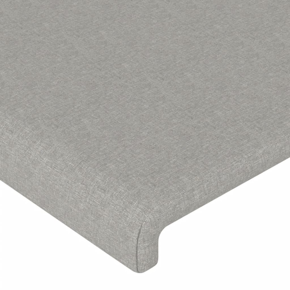 Produktbild för Sänggavel LED ljusgrå 163x16x118/128 cm tyg