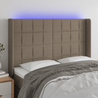 Produktbild för Sänggavel LED taupe 147x16x118/128 cm tyg