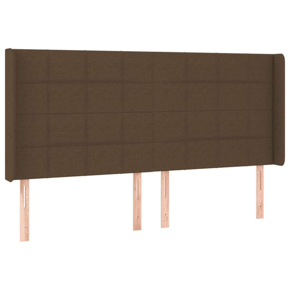 Produktbild för Sänggavel LED mörkbrun 203x16x118/128 cm tyg