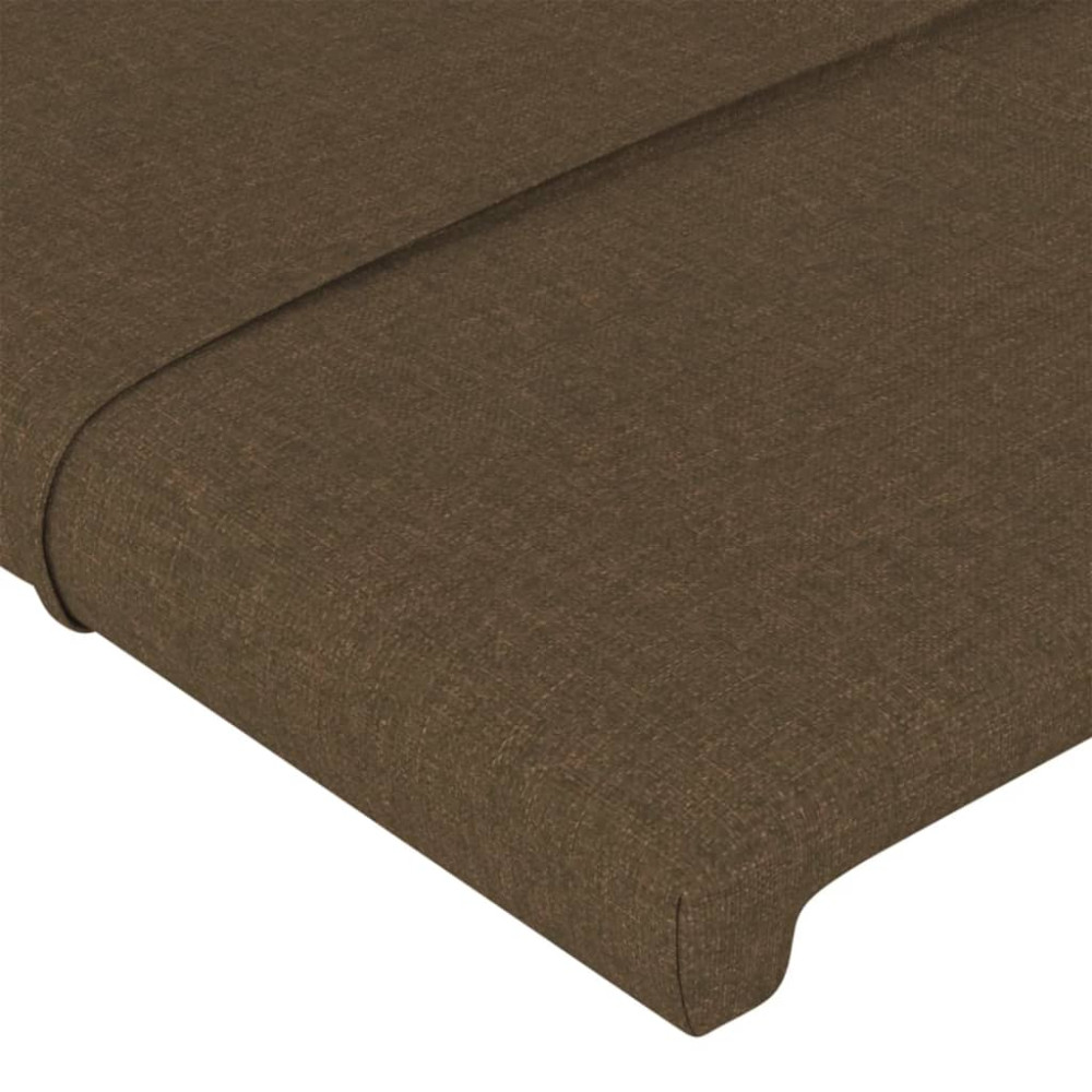 Produktbild för Sänggavel LED mörkbrun 203x16x118/128 cm tyg