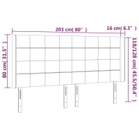 Produktbild för Sänggavel LED mörkbrun 203x16x118/128 cm tyg