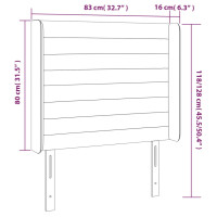 Produktbild för Sänggavel LED svart 83x16x118/128 cm sammet