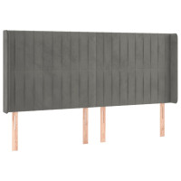 Produktbild för Sänggavel LED ljusgrå 163x16x118/128 cm sammet