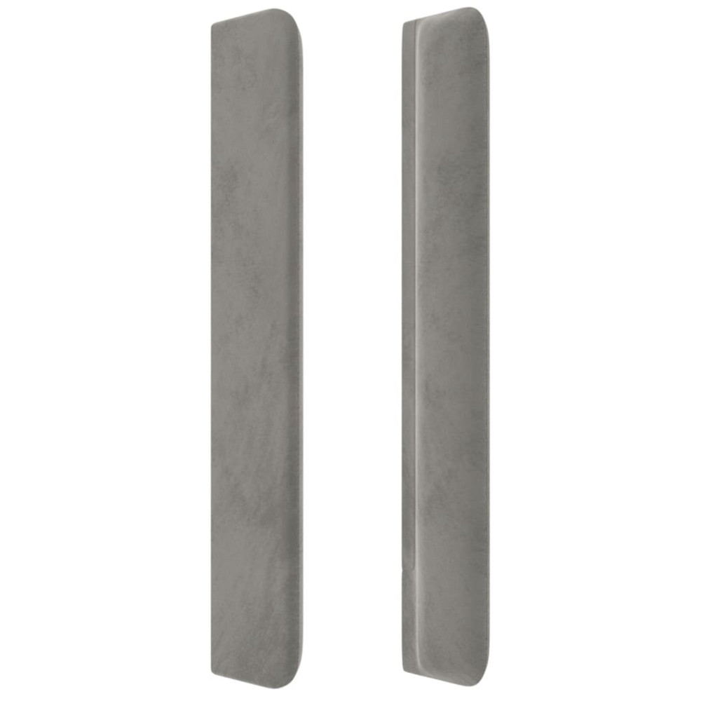 Produktbild för Sänggavel LED ljusgrå 163x16x118/128 cm sammet