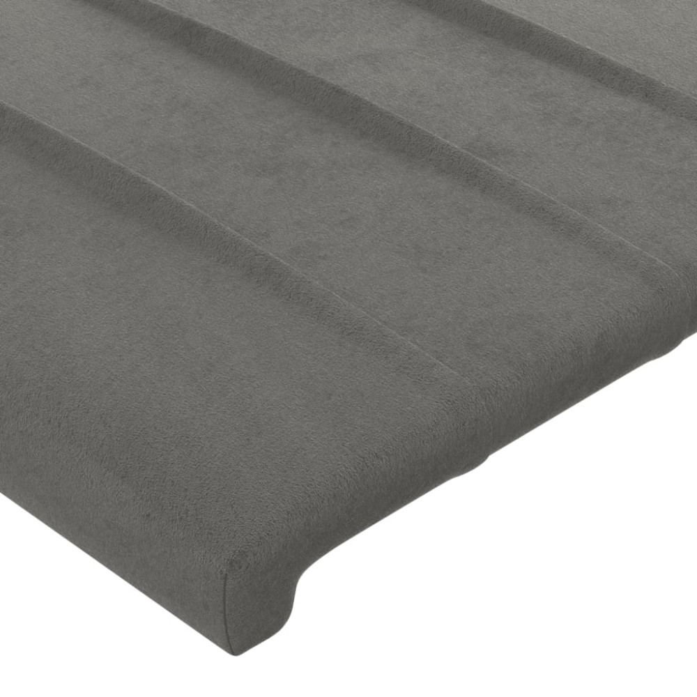 Produktbild för Sänggavel LED ljusgrå 163x16x118/128 cm sammet