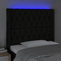 Produktbild för Sänggavel LED svart 103x16x118/128 cm tyg