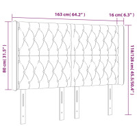 Produktbild för Sänggavel LED gräddvit 163x16x118/128 cm tyg