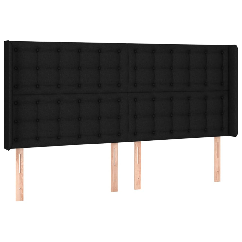 Produktbild för Sänggavel LED svart 163x16x118/128 cm tyg