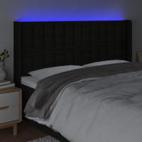 Produktbild för Sänggavel LED svart 163x16x118/128 cm tyg