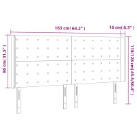 Produktbild för Sänggavel LED svart 163x16x118/128 cm tyg