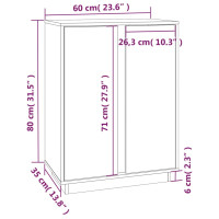 Produktbild för Skänk vit 60x35x80 cm massiv furu