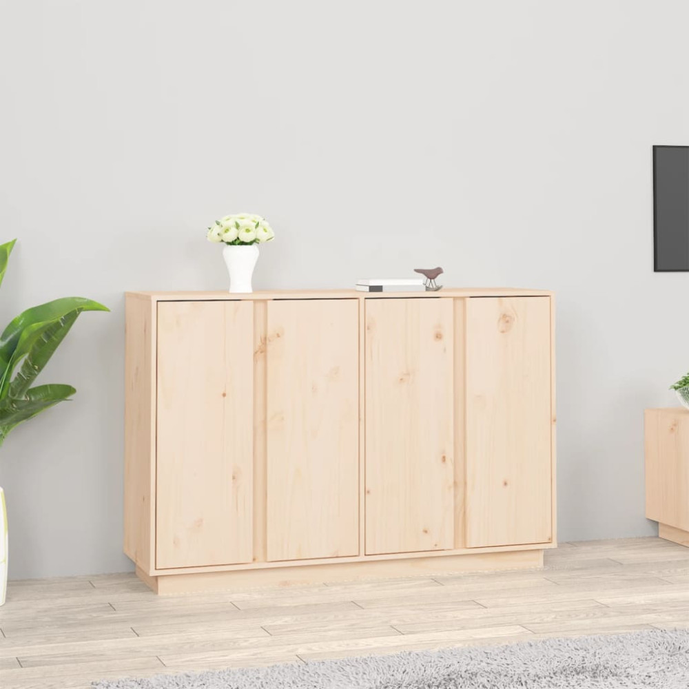 Produktbild för Skänk vit 120x35x80 cm massiv furu