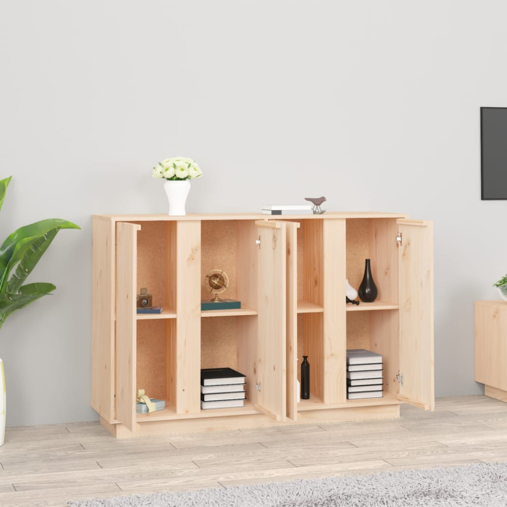 Produktbild för Skänk vit 120x35x80 cm massiv furu